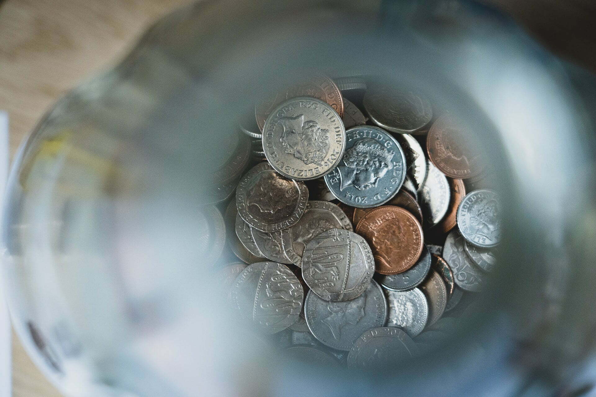 a close-up of a bag of coins