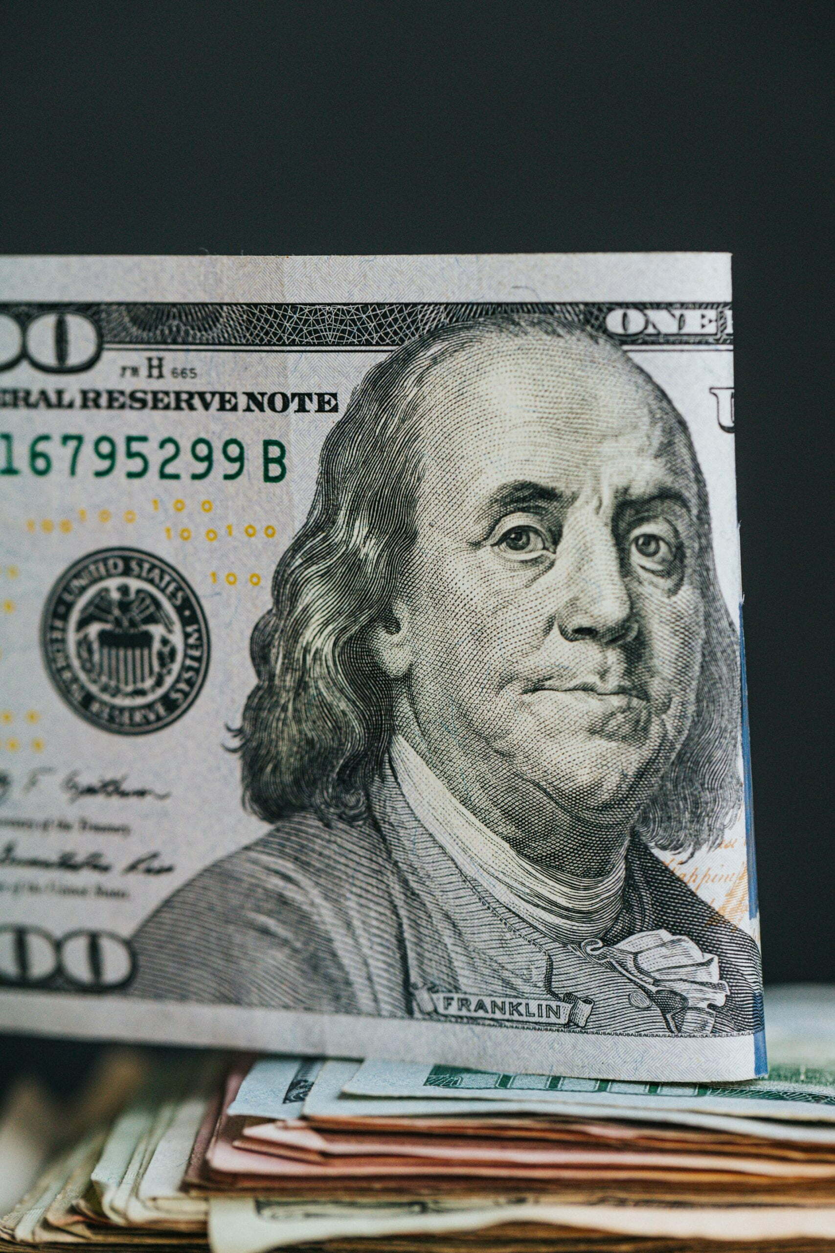 a close-up of Benjamin Franklin
